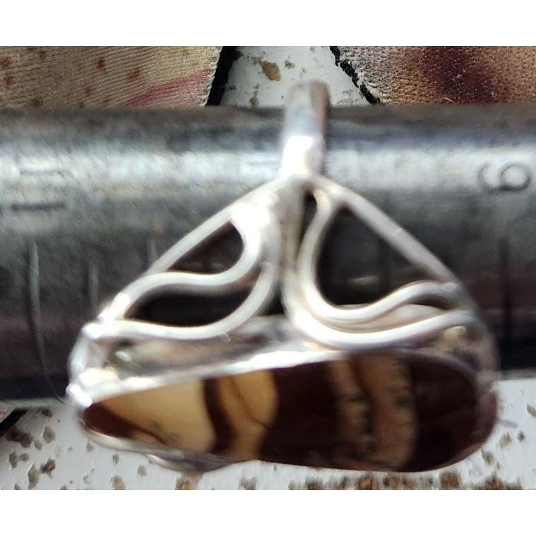 Ring Band Montana Agate Silver Stone 25 x 10 mm Size 10  6.3 gr   Jerry Fran Harr