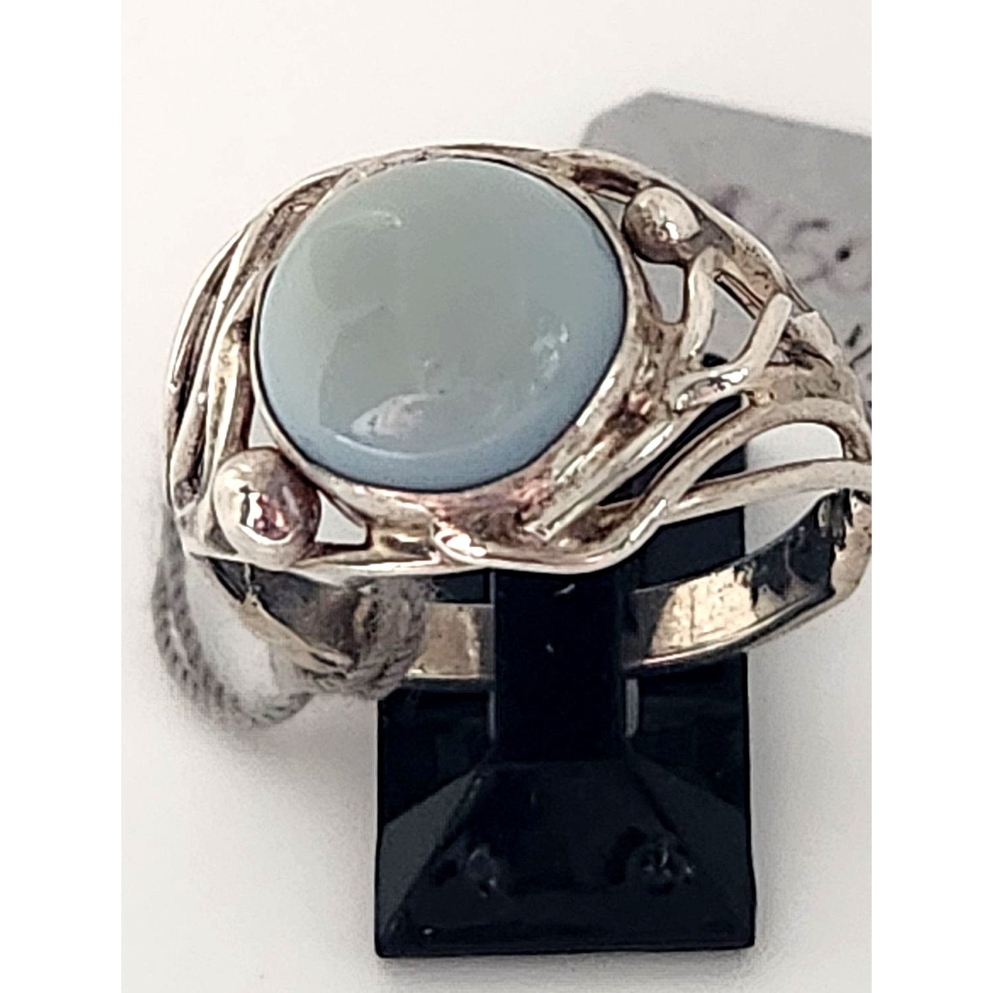 Ring Blue Chaladony Size 11  Silver 6.3 gr  Jerry Fran Harr  25 mm  10 mm Stone