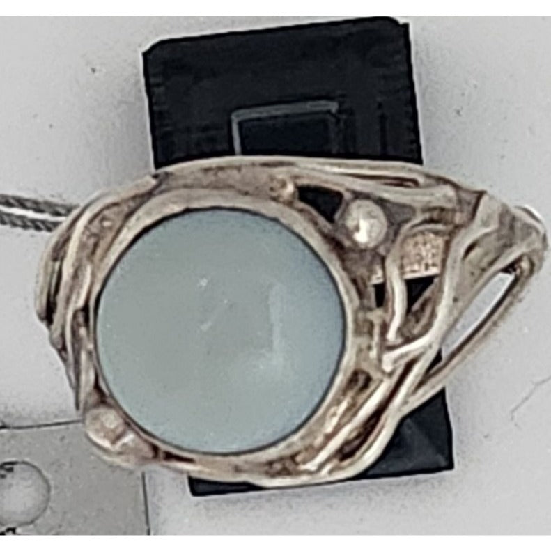 Ring Blue Chaladony Size 11  Silver 6.3 gr  Jerry Fran Harr  25 mm  10 mm Stone