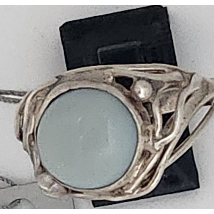 Ring Blue Chaladony Size 11  Silver 6.3 gr  Jerry Fran Harr  25 mm  10 mm Stone