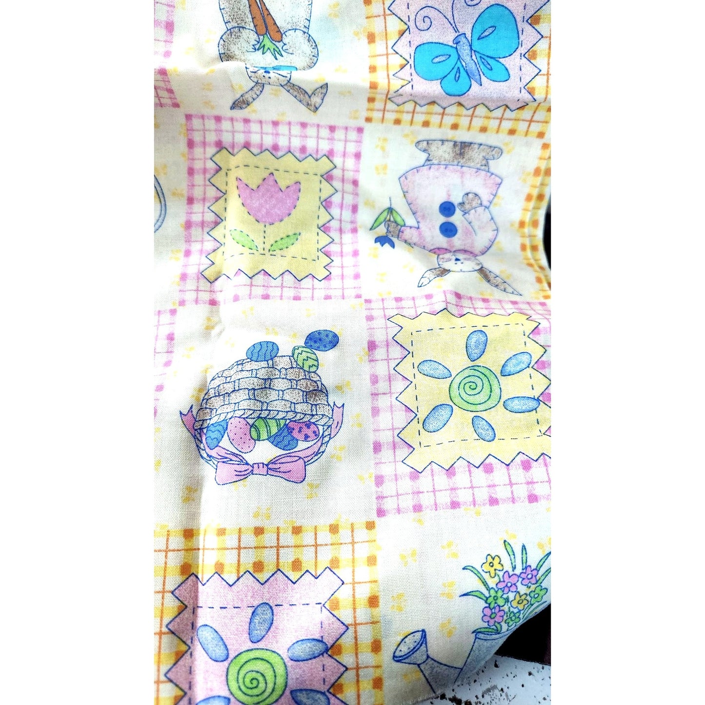 Material Yellow Easter Stiches # 6608 Spring Industries 44 x 40  Cotton Fabric Crafting Clothing Quilting