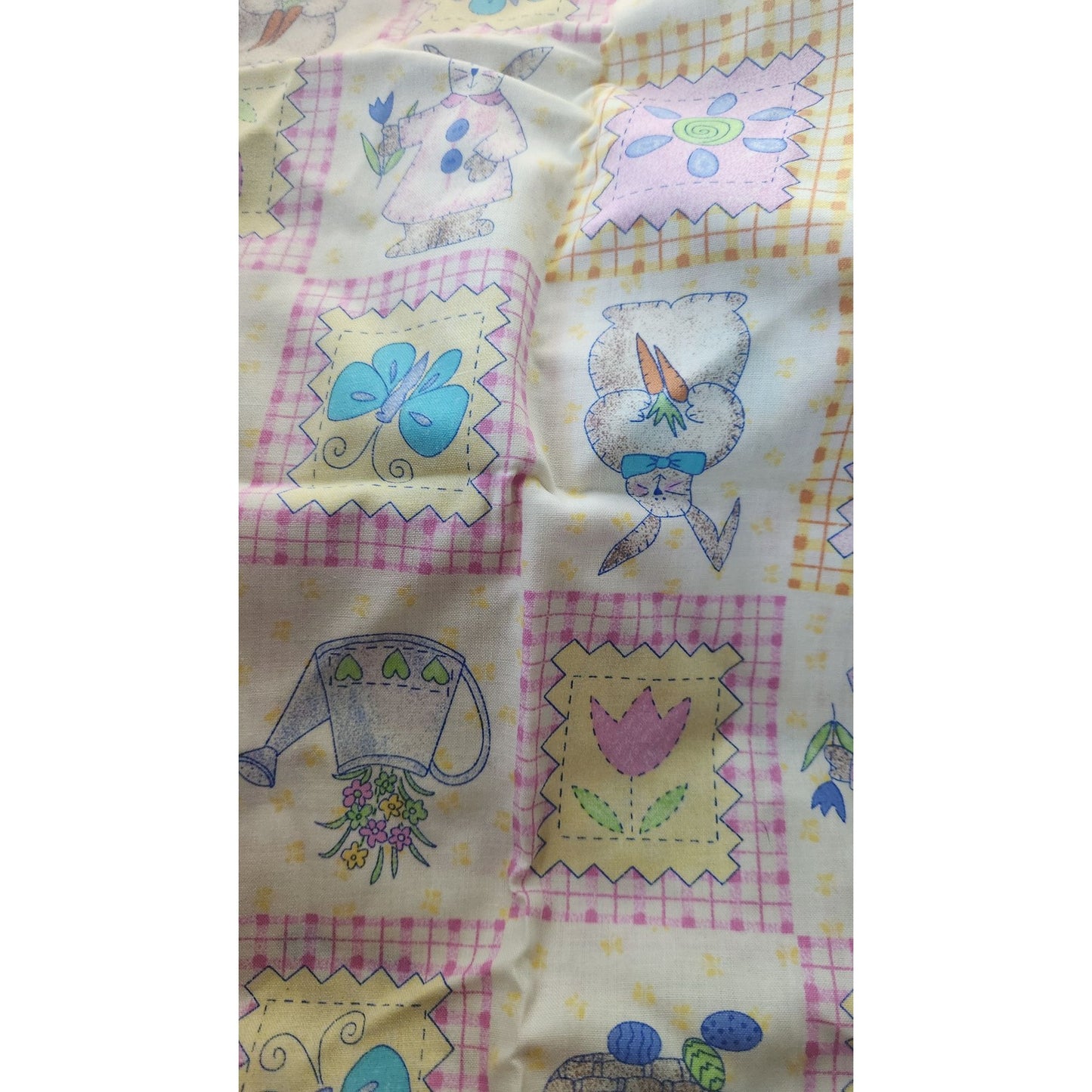 Material Yellow Easter Stiches # 6608 Spring Industries 44 x 40  Cotton Fabric Crafting Clothing Quilting