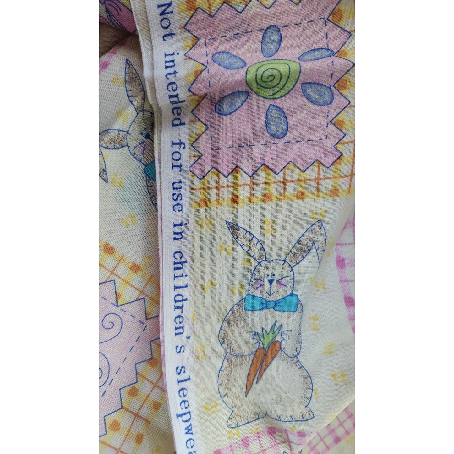 Material Yellow Easter Stiches # 6608 Spring Industries 44 x 40  Cotton Fabric Crafting Clothing Quilting