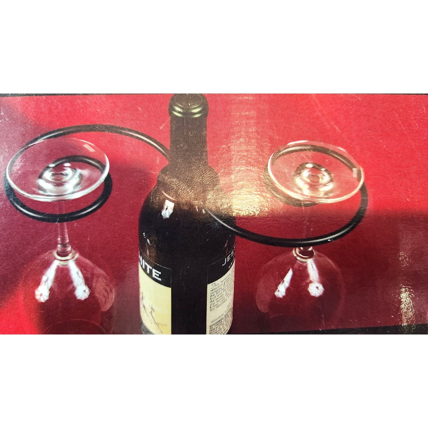 Wine Things Glass Go Round 2-Glass Decorative Caddy, Black Goes over the Wine Bottle Holds 2 Wine Glasses