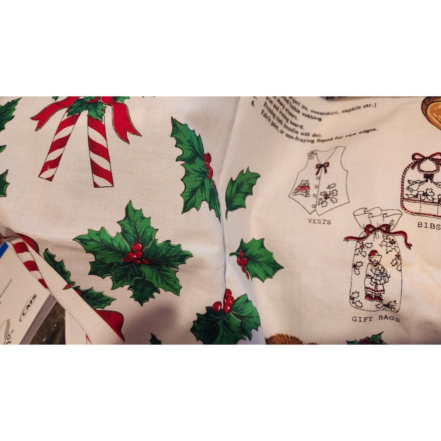 Craft Kit Peppermint Teddy Bear Applique  45" x 36"  Angels Teddy Bears Ornaments Bows