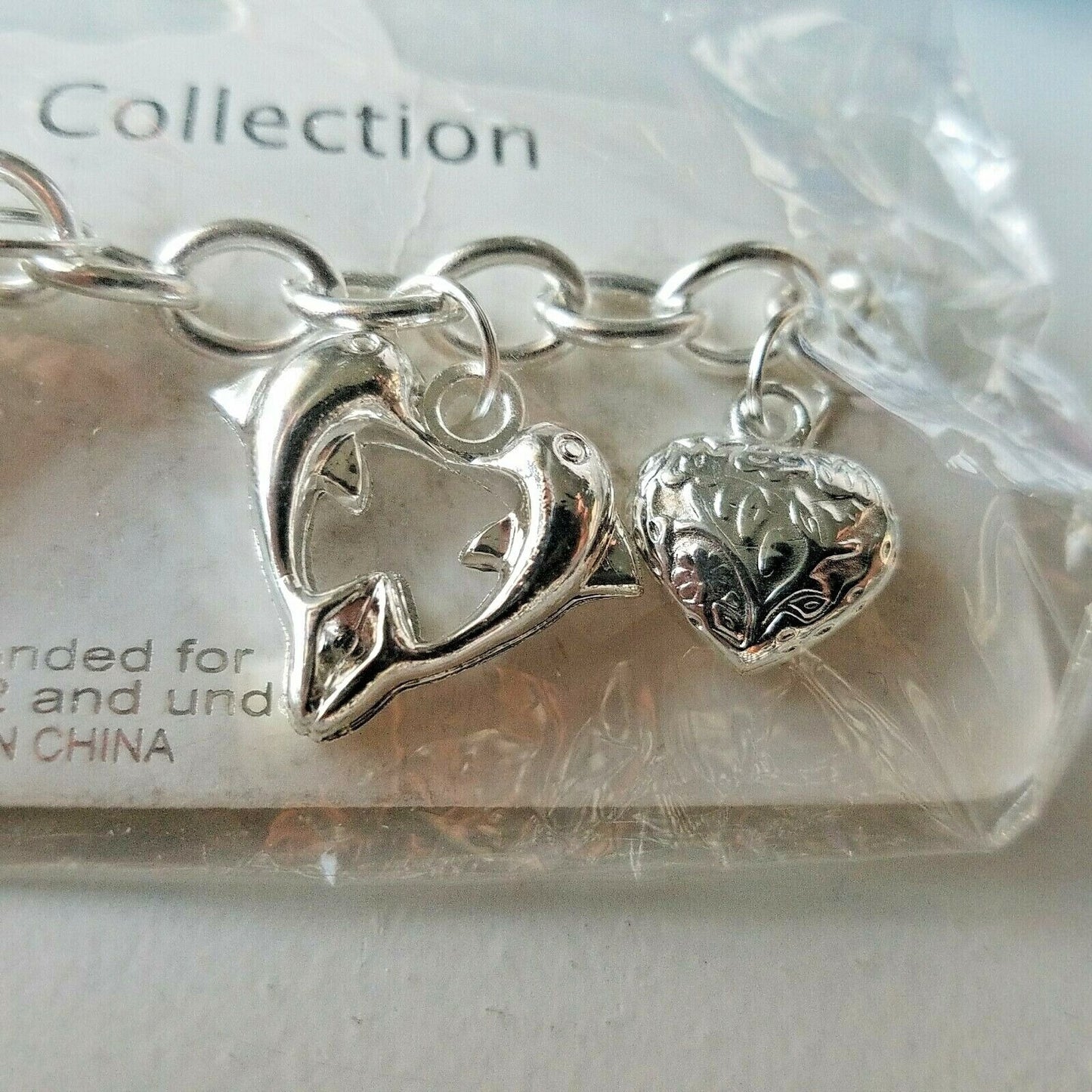 Jewelry Charm Bracelet Hearts Peace Signs Silver Fashion 8"