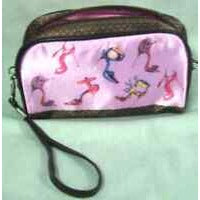 Cosmetic Bag Purse Pink Shoes Size Soft  Zip Top Carrying Strap  6 1/2" by  4"