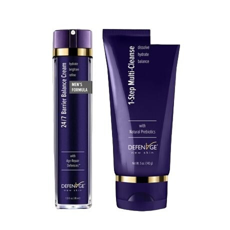 DefenAge's Men's Skin Provision Kit 2 piece 1 Step Multi Cleanse 5 oz  24/7 Barrier Balance Cream 1.5 oz