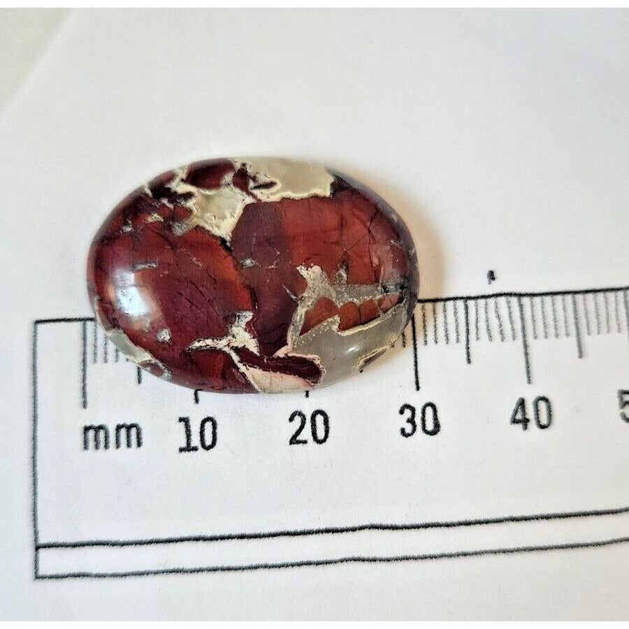 Gemstones Loose Red Brecciated Agate Cabochon 7.4 gr Pendant Size 14 mm x 30 mm