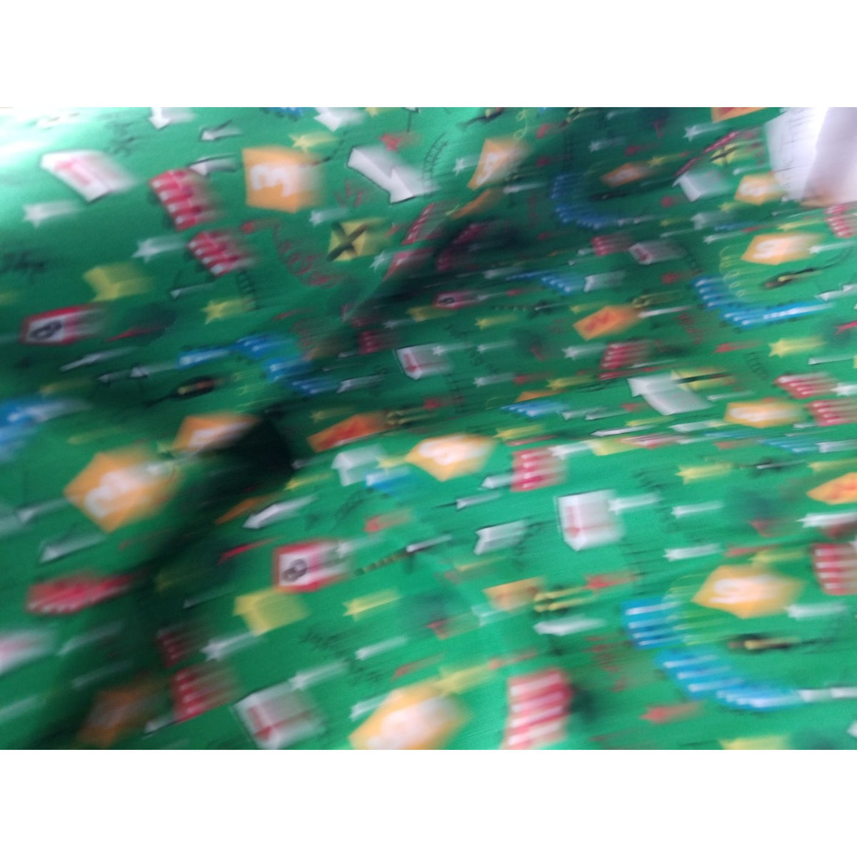 Material Keepsake Cotton Green Fabric  Train Station Trains Lights Signs Trees Tracks  JoAnn 44"  3 yrds