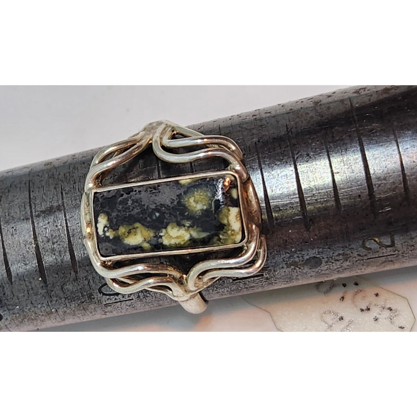 Ring Variscite Size 10 1/2  5 Gr Silver  Jerry Fran Harr 80mm x 20mm Stone 15mm x 5mm