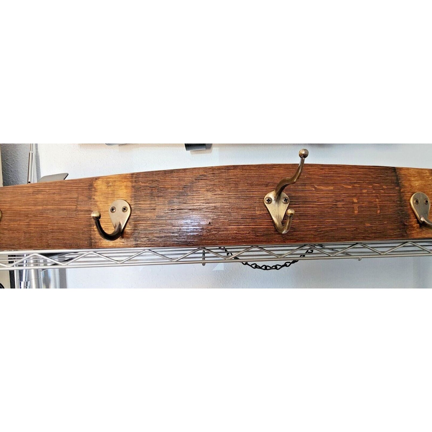 Wood Coat Rack 5 Hooks Made from Wine Barrel Stave 33 1/2 " x 3 "  x 1 "