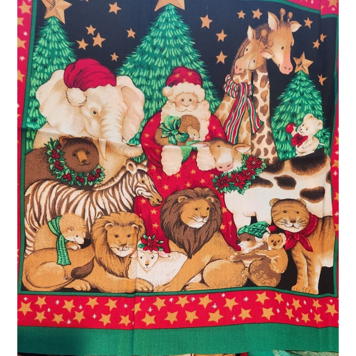 Craft Kit Holiday Napkin Panels 10 Pieces 23" x 17" Santa Tree Star Mouse Tiger Lion Elephant Zebra Lamb