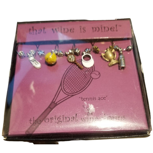 That Wine is Mine Wine Glass Charms Tennis Ace set of 6