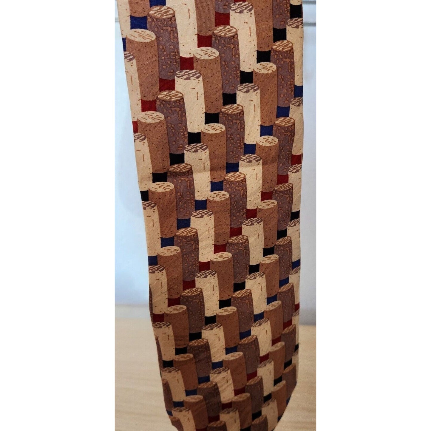 Silk Tie Brand Di Cravatte Stacked Wine Corks Tiles 56" x 4"  100% Silk