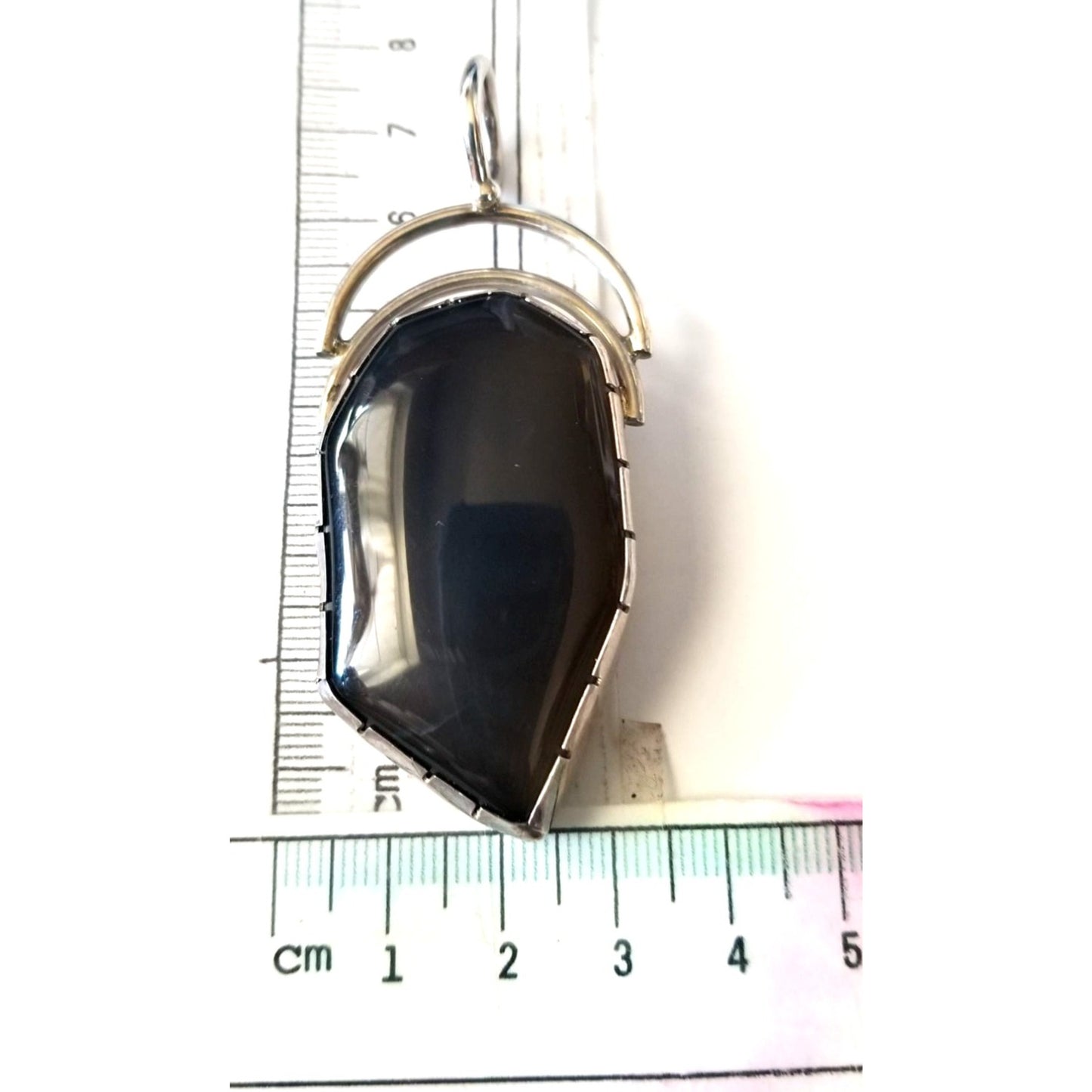 Pendant Dark Lapis 925 Silver 27.8 gr 139 Ct 1.5 cm loop 7 cm