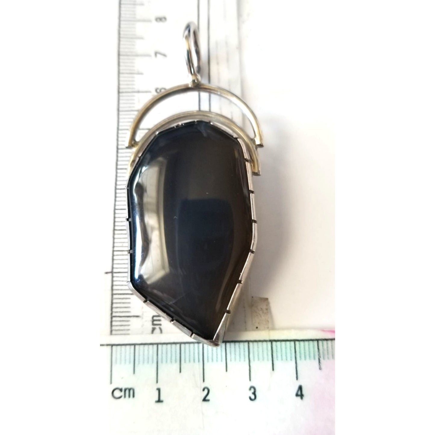 Pendant Dark Lapis 925 Silver 27.8 gr 139 Ct 1.5 cm loop 7 cm