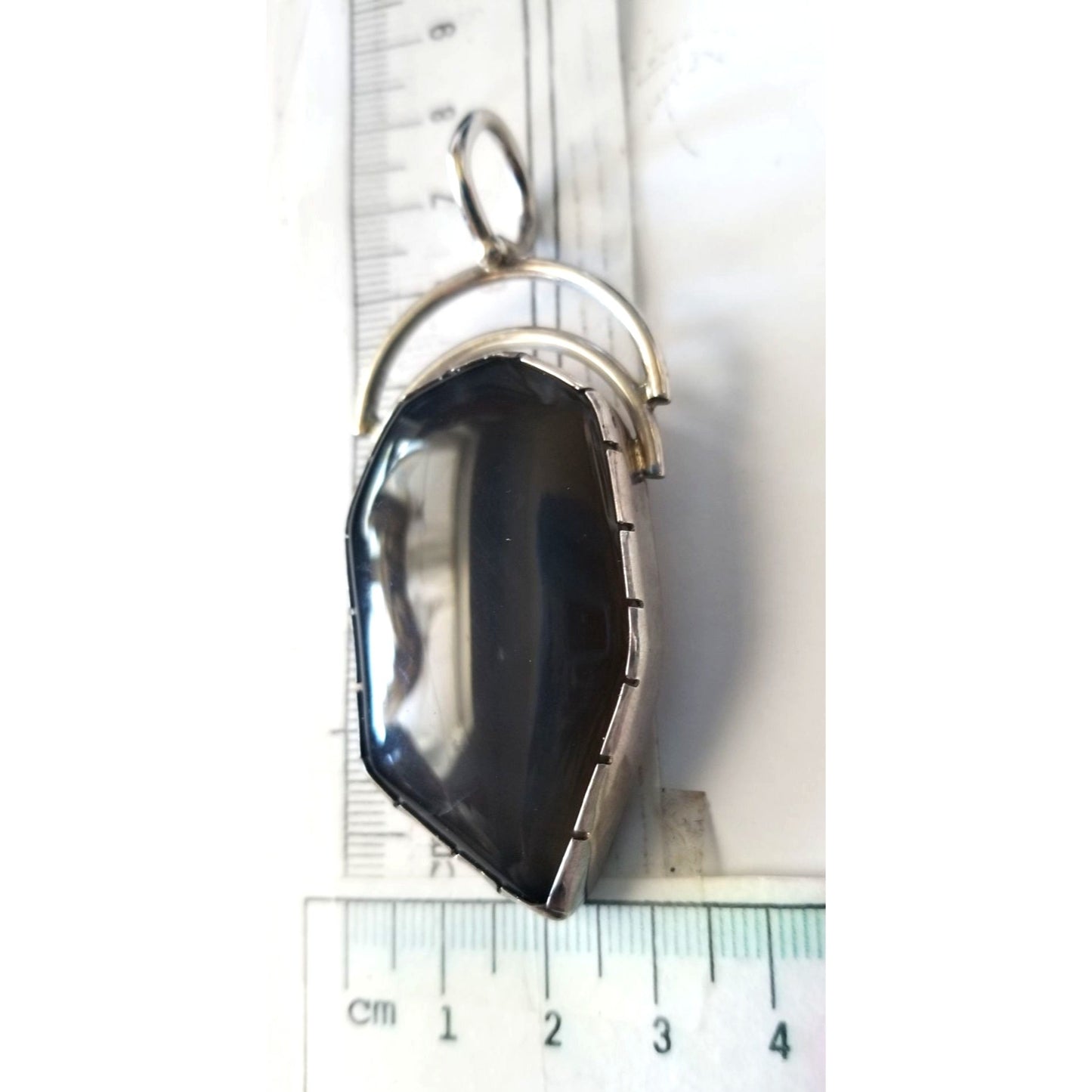 Pendant Dark Lapis 925 Silver 27.8 gr 139 Ct 1.5 cm loop 7 cm