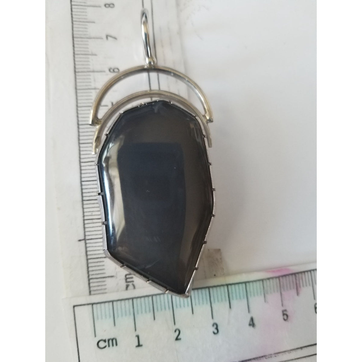 Pendant Dark Lapis 925 Silver 27.8 gr 139 Ct 1.5 cm loop 7 cm