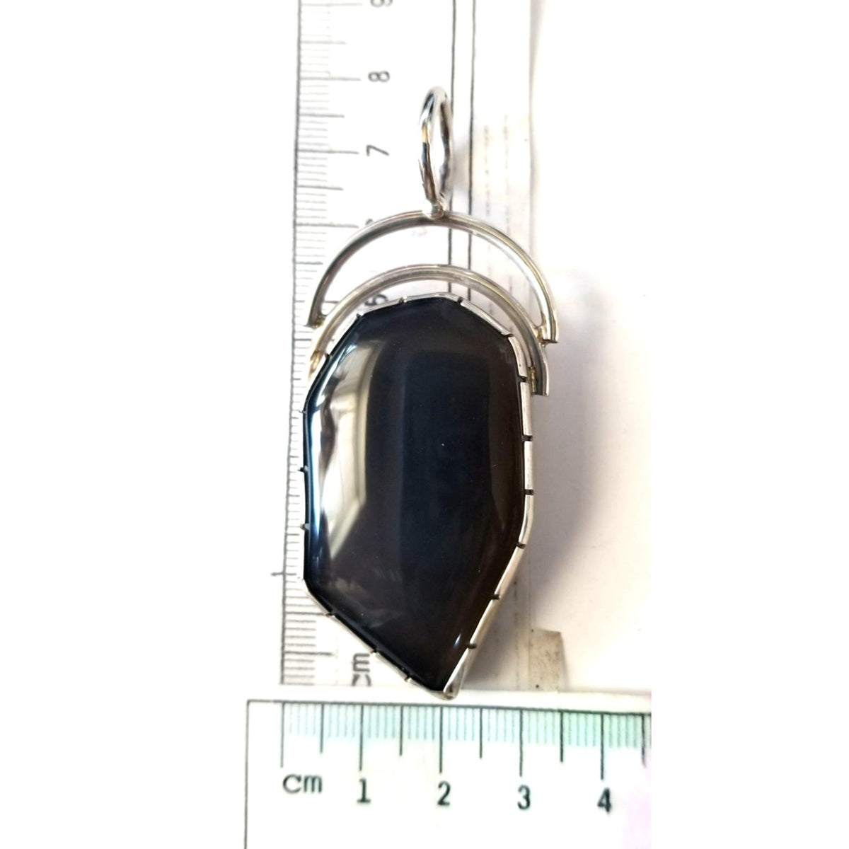 Pendant Dark Lapis 925 Silver 27.8 gr 139 Ct 1.5 cm loop 7 cm