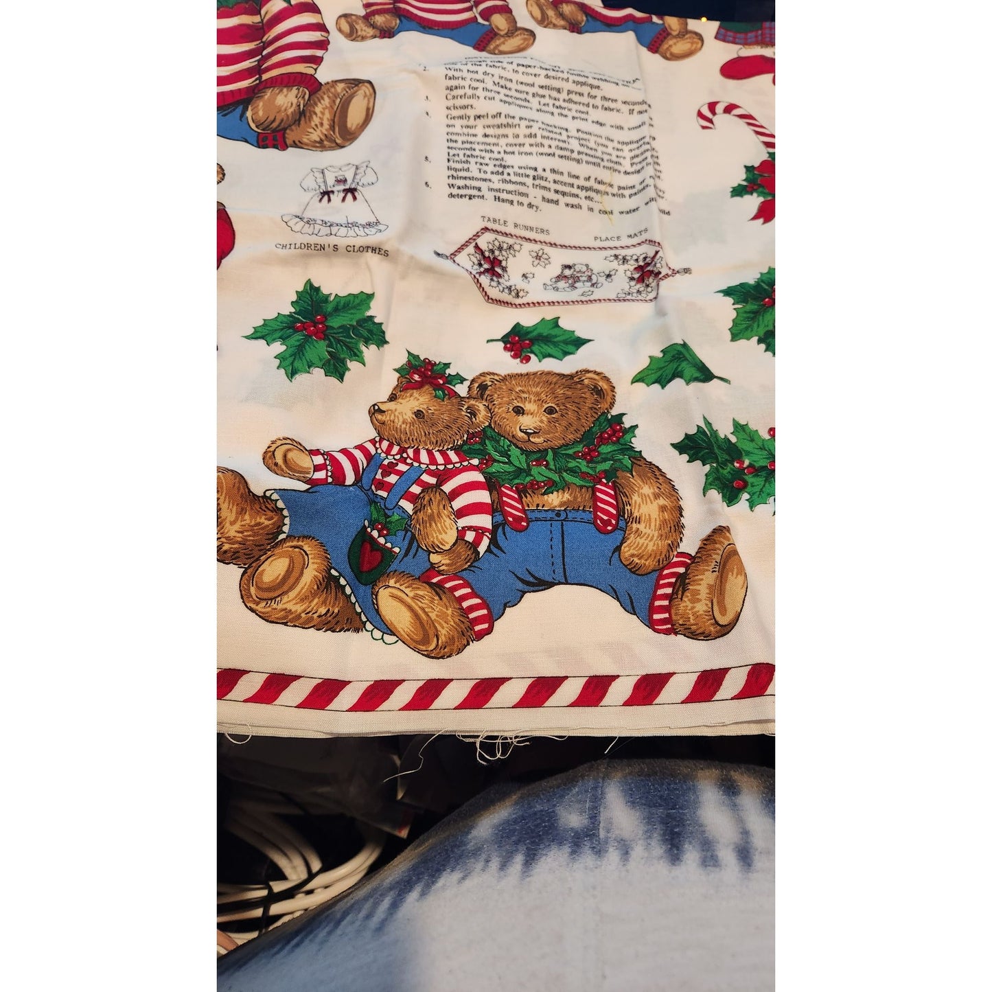 Craft Kit Peppermint Teddy Bear Applique  45" x 36"  Angels Teddy Bears Ornaments Bows