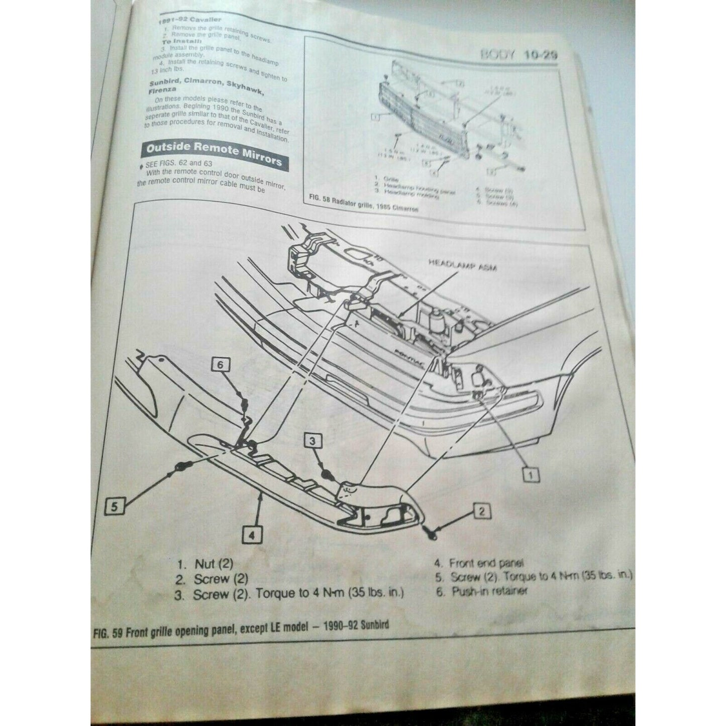 1982-92  Chilton's General Motors Cavalier Cimarron Firenza Skyhawk Sunbird