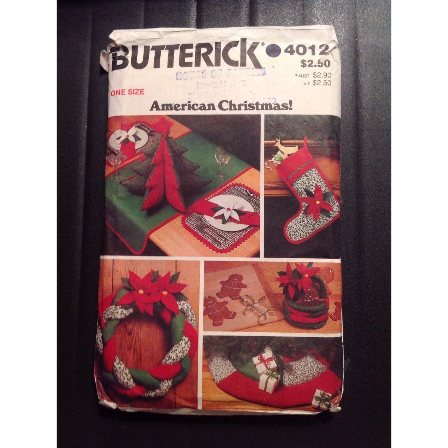 Pattern Butterick  # 4012 Craft Christmas Stocking Wreath  Basket  Table Runner