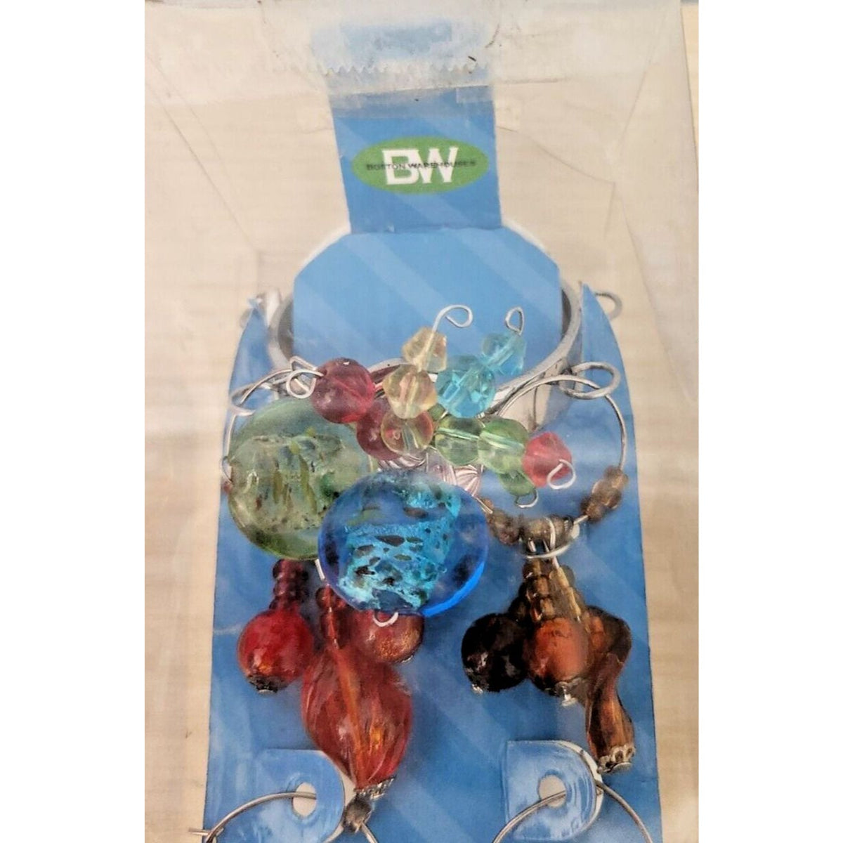 Wine Charms Boston Warehouse 7 Piece Art Glass 1 Wine Ring and 6 Beaded  Drops