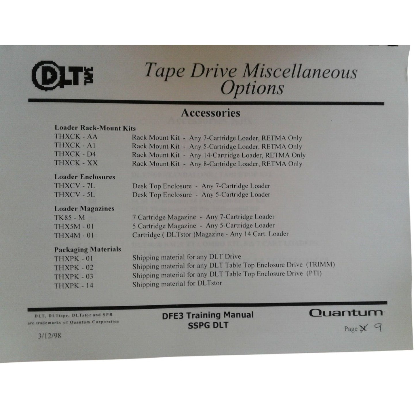 Computer DLT Applications and Integration  DFE3 Training Manual SSPG DLT Quantum 1998