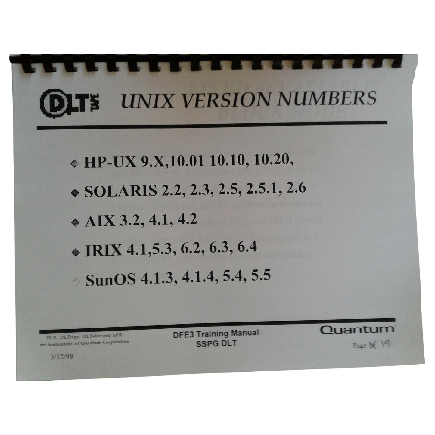 Computer DLT Applications and Integration  DFE3 Training Manual SSPG DLT Quantum 1998