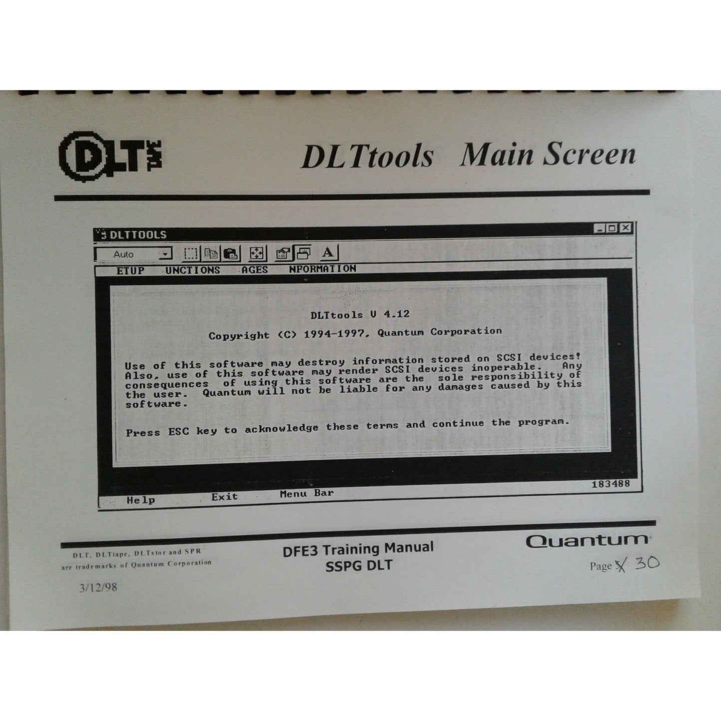 Computer DLT Applications and Integration  DFE3 Training Manual SSPG DLT Quantum 1998