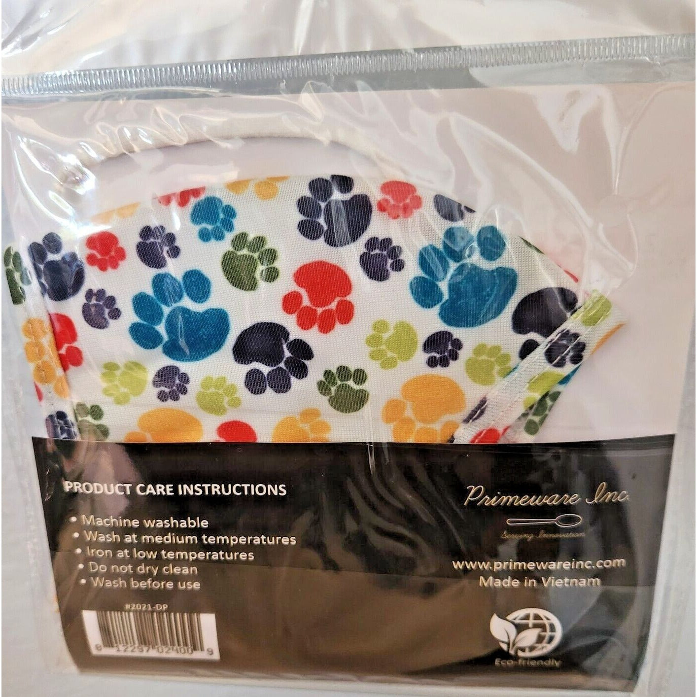 Primeware Mask Dog Paws Design Adult 2 pack 2 layers 100 % Polyester Washable