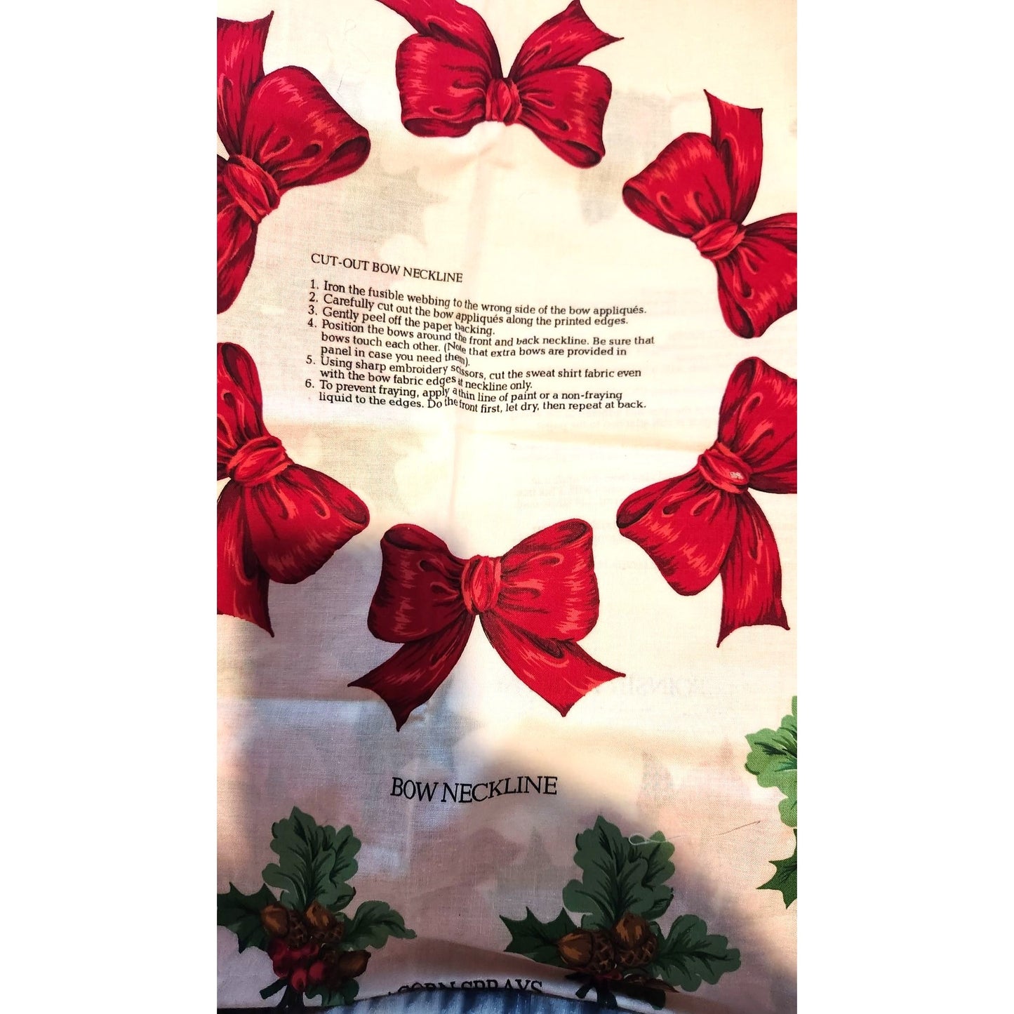 Craft Kit  Christmas Greenery Wearable Art Flowers Birds Ribbon Bows 46" x 36"