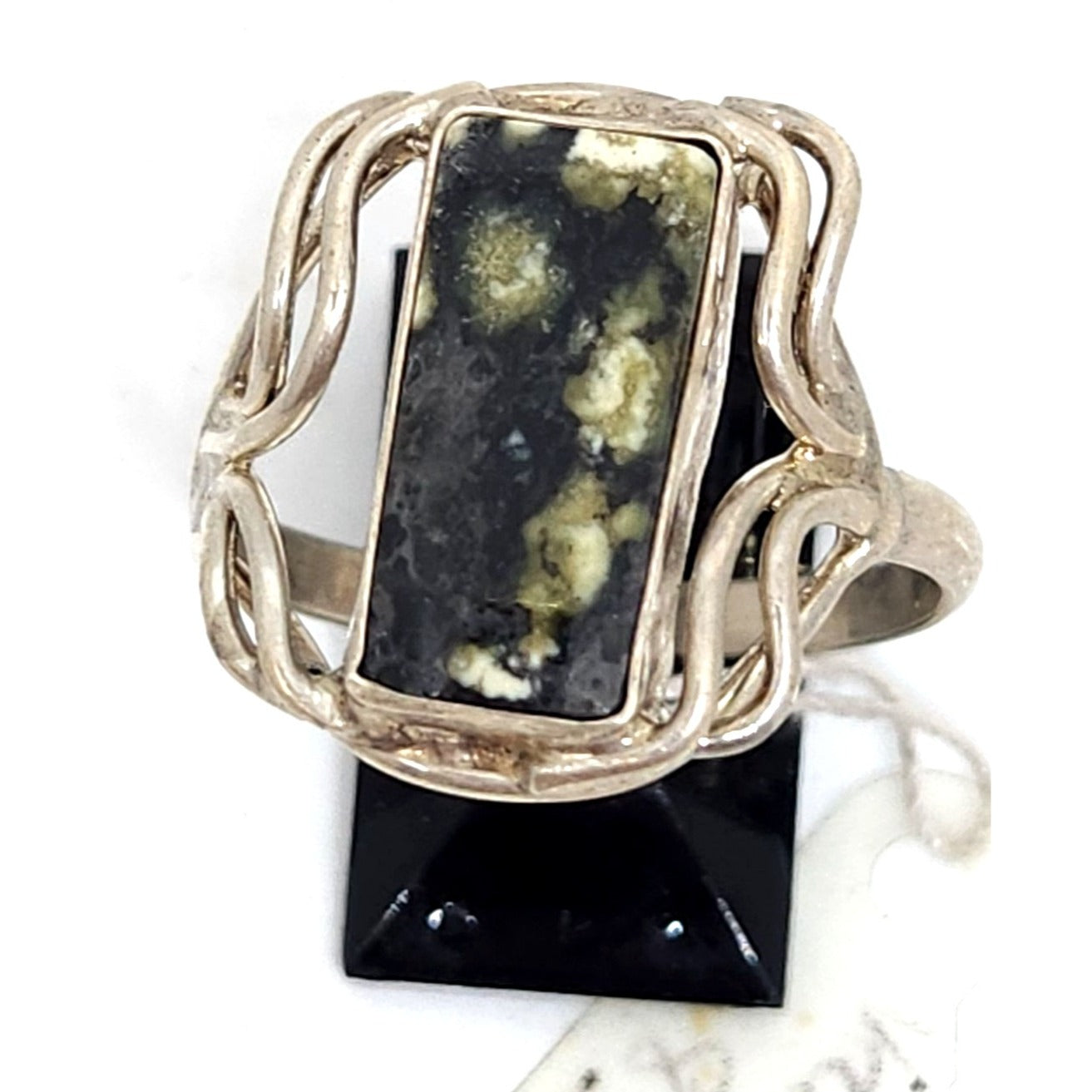 Ring Variscite Size 10 1/2  5 Gr Silver  Jerry Fran Harr 80mm x 20mm Stone 15mm x 5mm