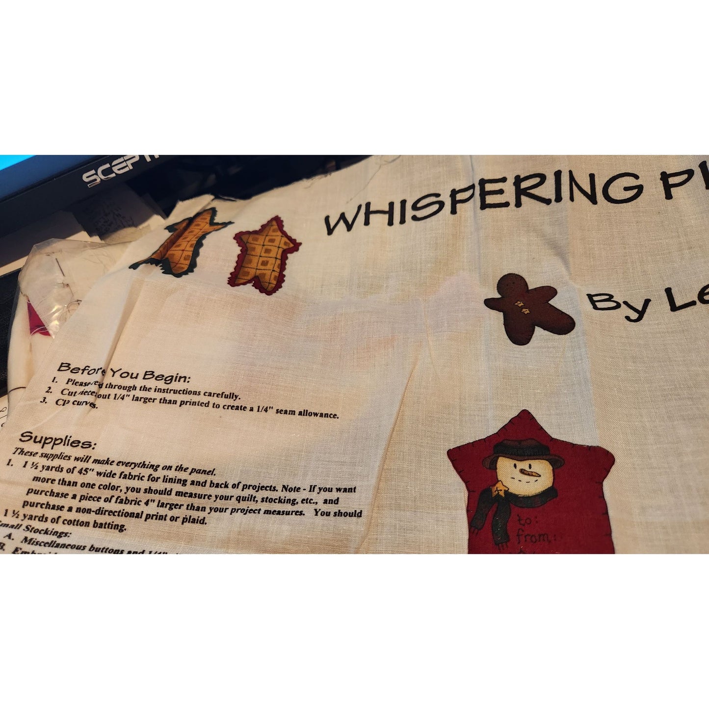 Craft Kit Whispering Pines Christmas Panel 36 x 60 Make several items applique