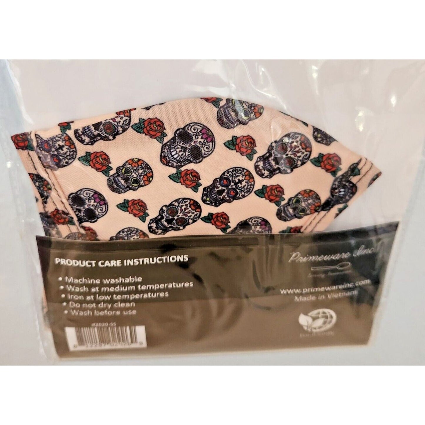 Primeware Mask Skull Roses Design Adult 2 pack 2 layers 100 % Polyester Washable