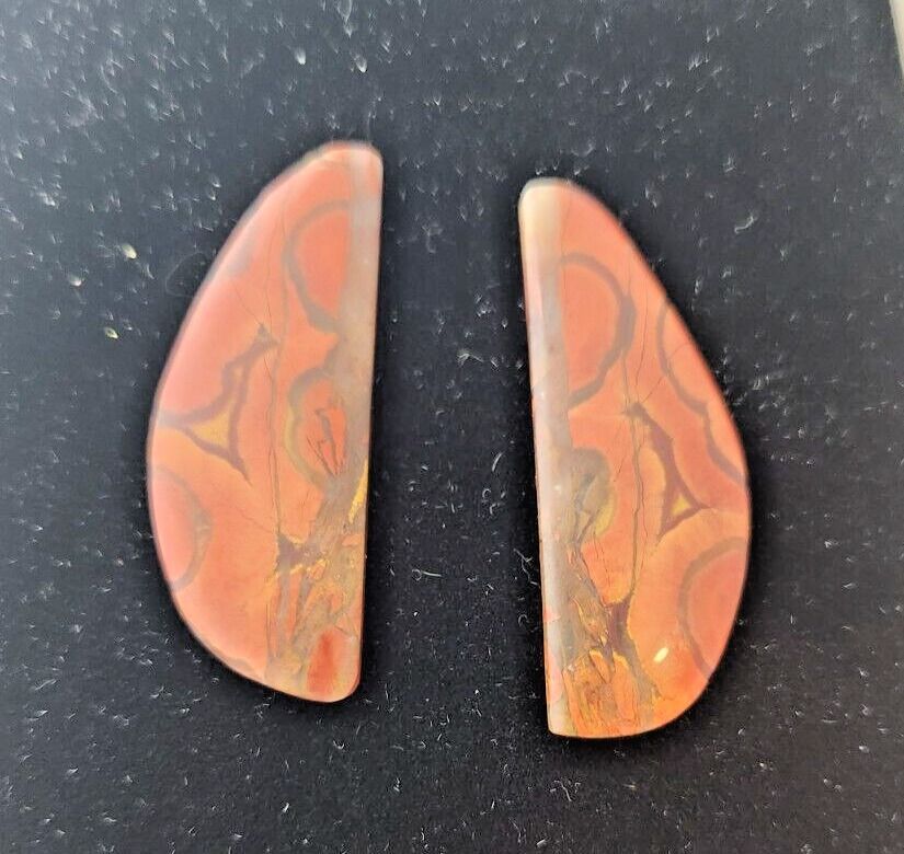 Gemstones Matched Pair Poppy Jasper 10 gr Earrings 50 ct Size 40mm x 10 mm