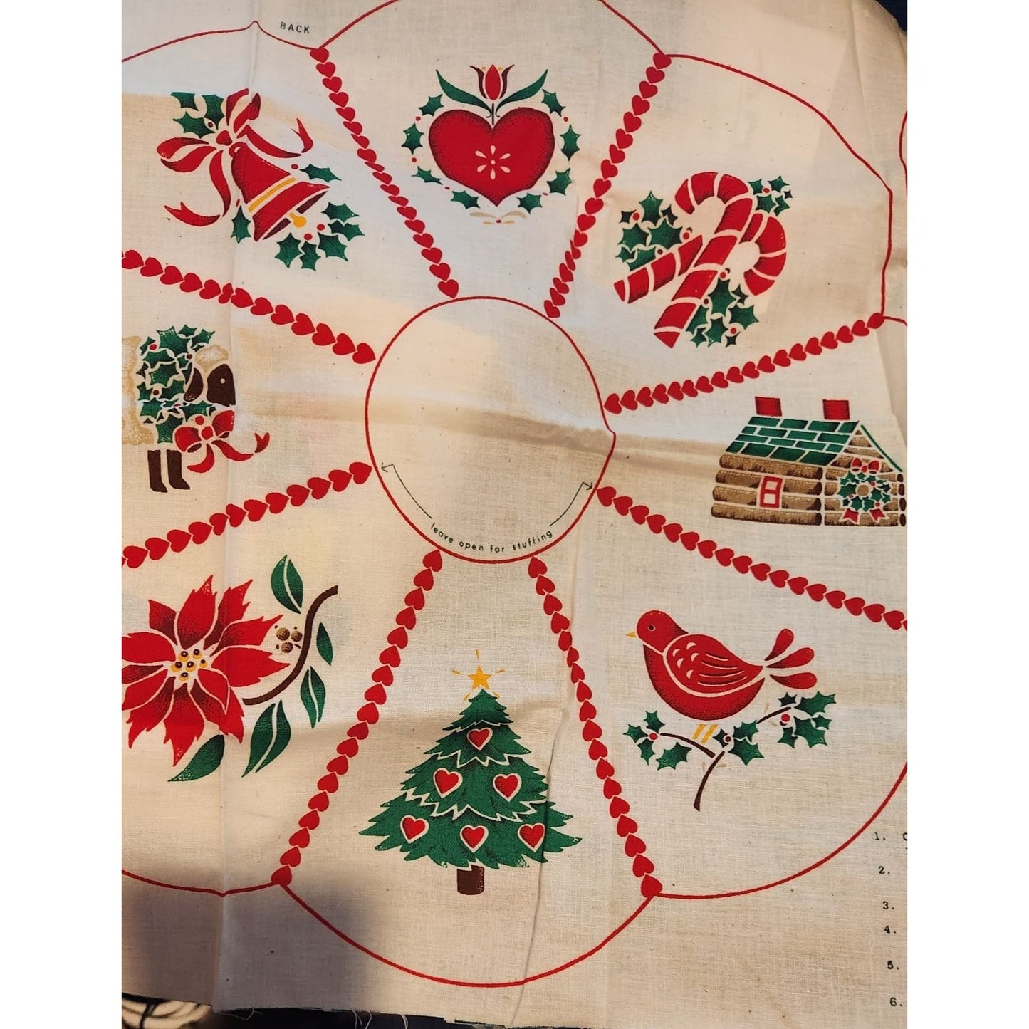 Craft Pattern Stencil Wreath Pillow Cranston Printworks 18" x 40" White Tree Bell Sheep Bird Heart Log Cabin Candy Canes Flower