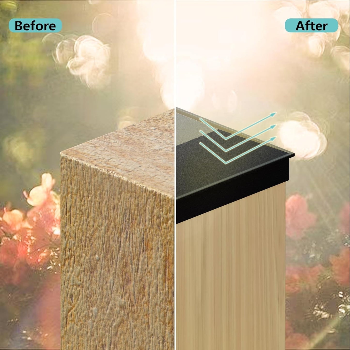 4X4 Post Caps for 3.5inx3.5in Wood Fence Post, Water-Proof UV-Proof Weather Resistance Durable PP Plastic Decking Post Top Cap Cover with Mo