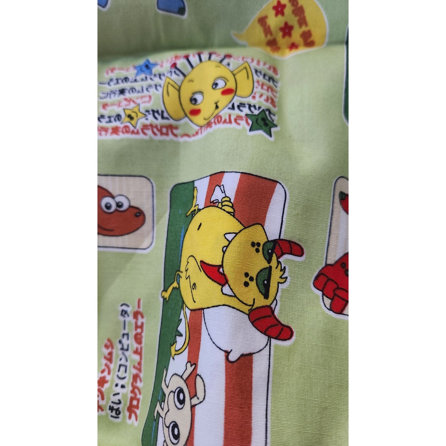 Material Green Cotton Happy Monsters Cartoon blocks 8 yards of 45"   Cotton Fabric Crafting Clothing Quilting