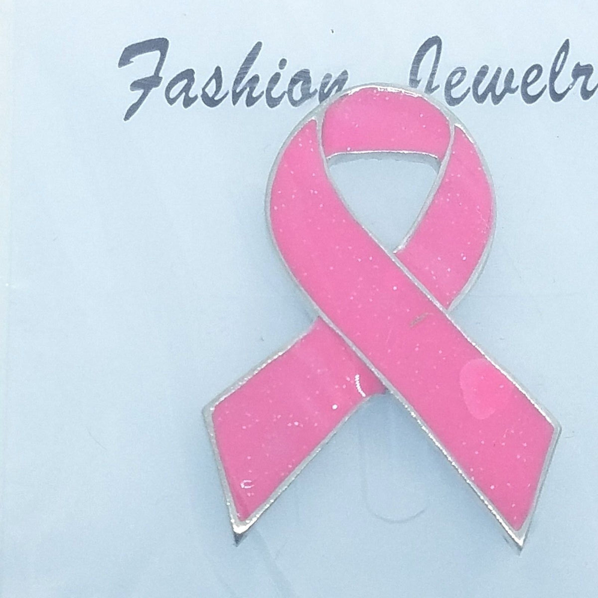 Lapel Pin Set of 4 Pin Pink Ribbon Breast Cancer Pink Silver 1 1/2" Tall