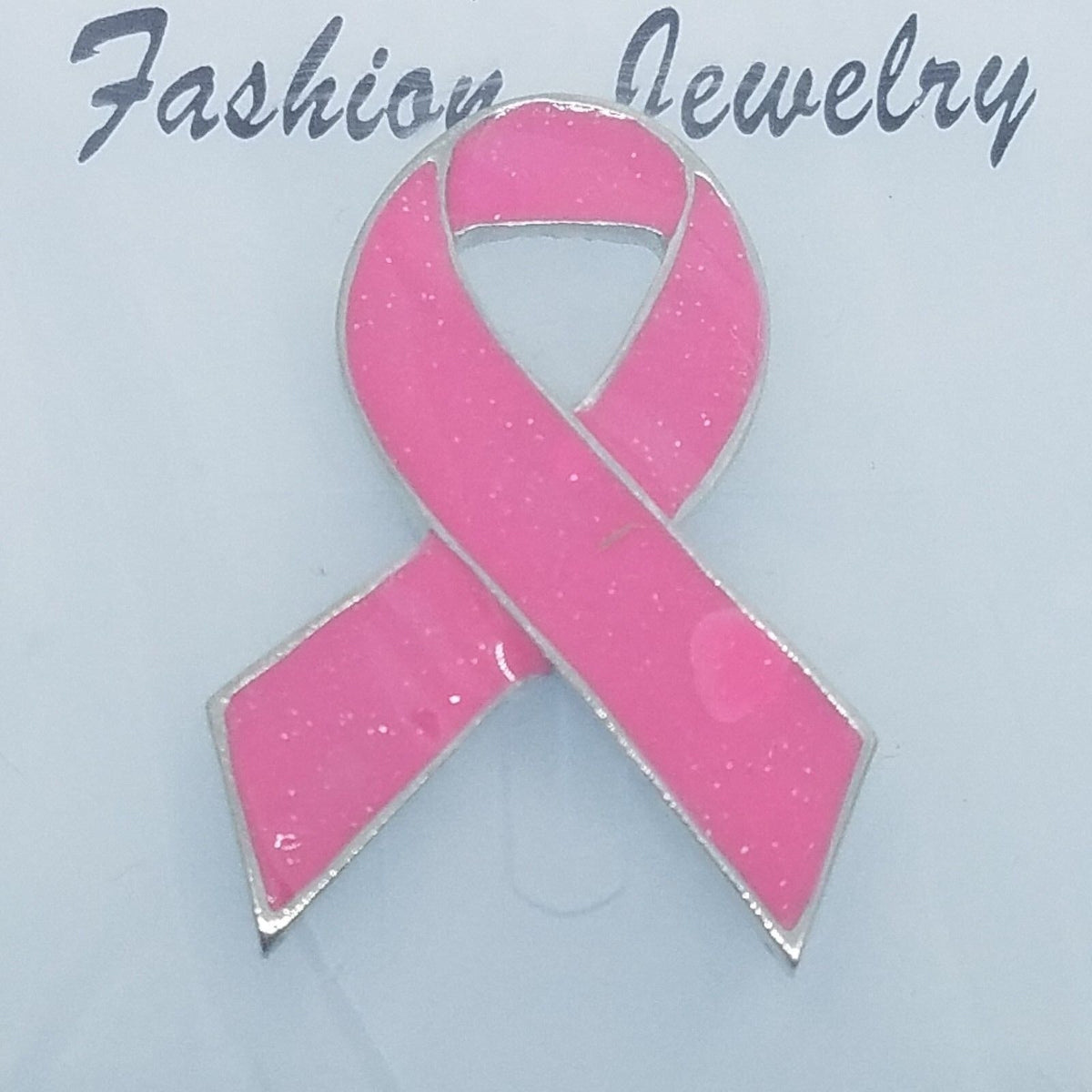 Lapel Pin Set of 4 Pin Pink Ribbon Breast Cancer Pink Silver 1 1/2" Tall