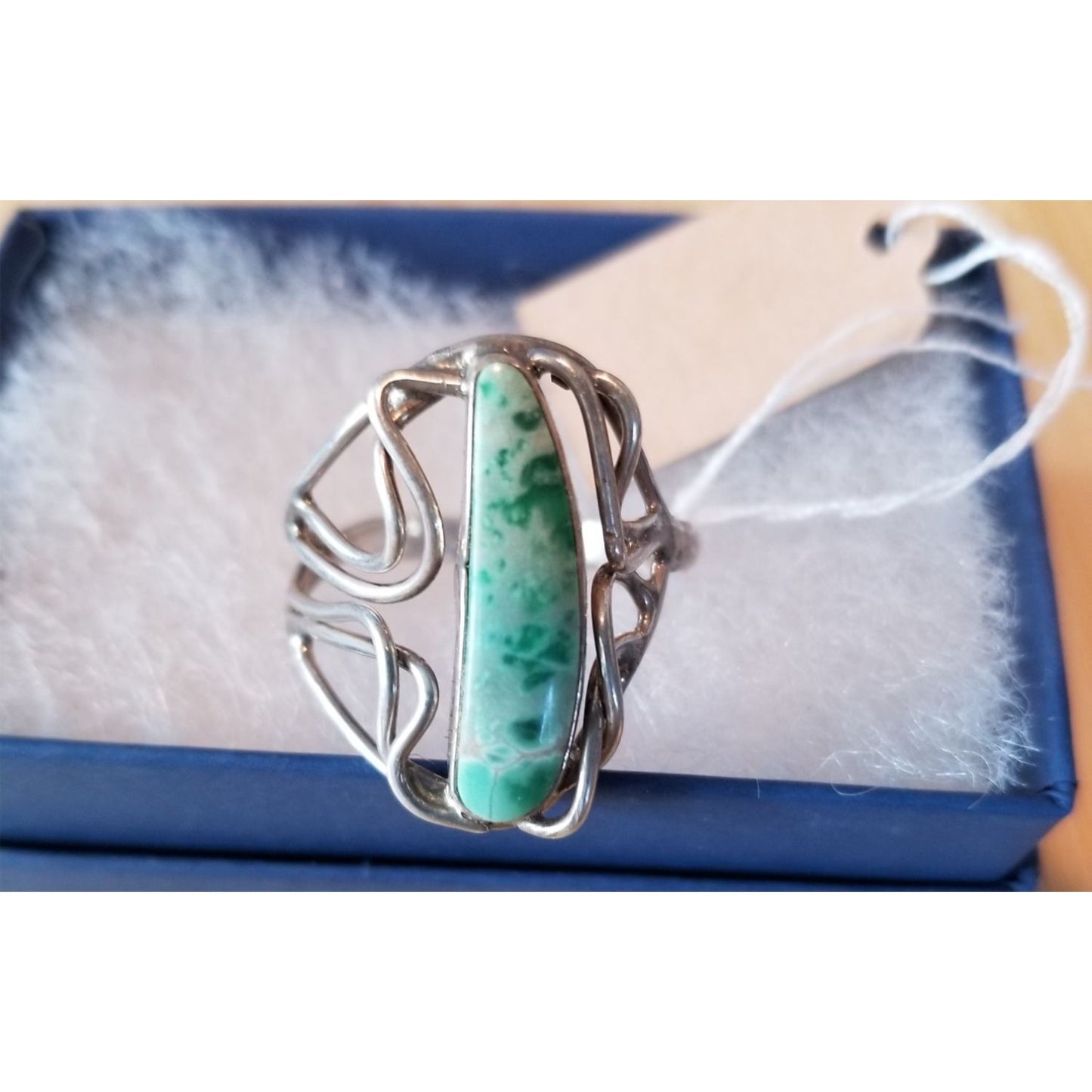 Ring  Jade Open Band  25.5 ct  5.1 Gr Size  9  20 mm x 5 mm  Harr  925 Silver