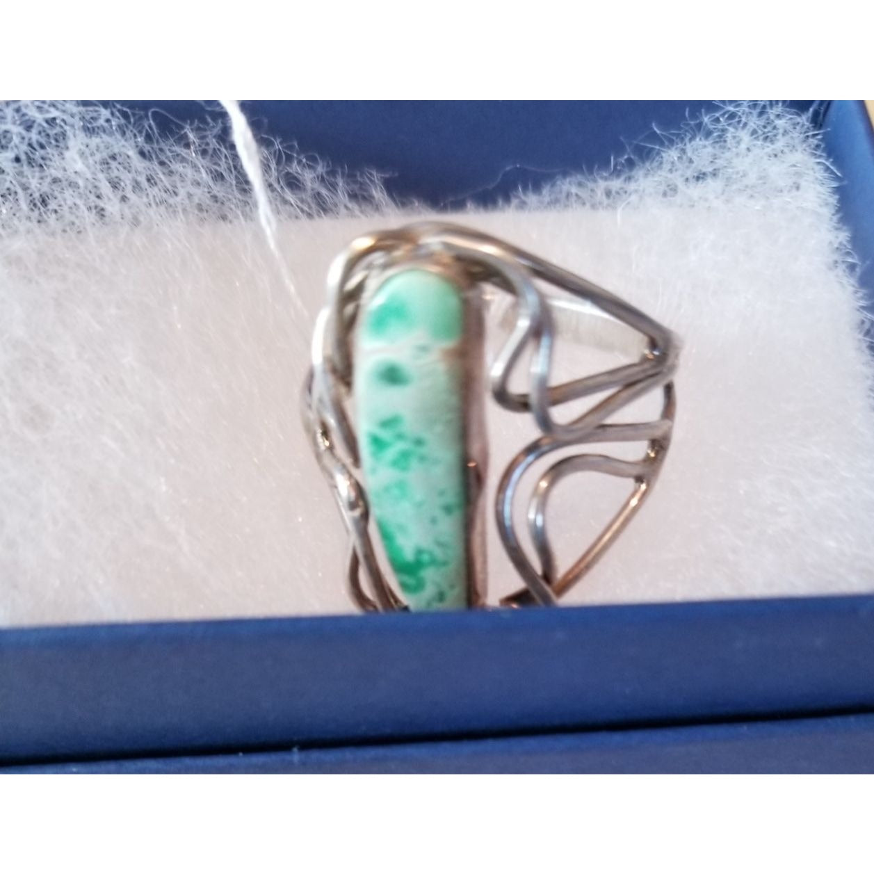 Ring  Jade Open Band  25.5 ct  5.1 Gr Size  9  20 mm x 5 mm  Harr  925 Silver