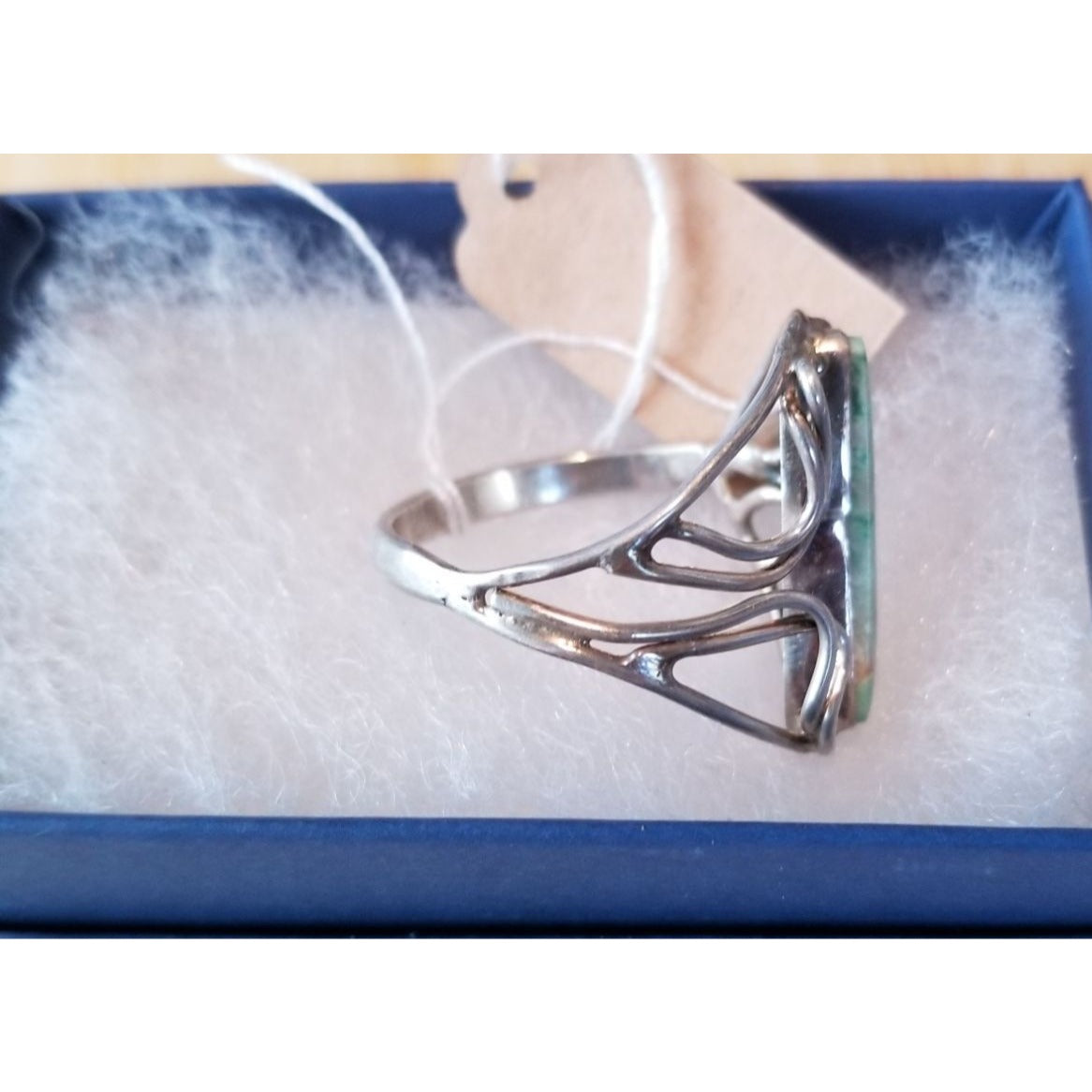 Ring  Jade Open Band  25.5 ct  5.1 Gr Size  9  20 mm x 5 mm  Harr  925 Silver