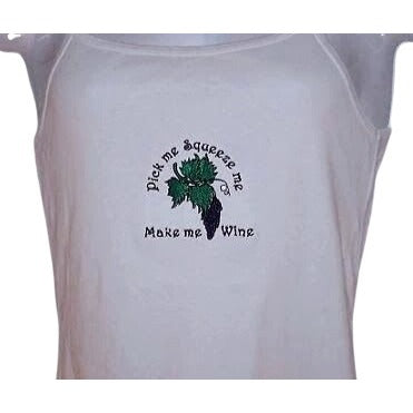 T-Shirt Spaghetti Straps Bella White  Size XLarge Cotton Pick Me Squeeze Me Make Me Wine