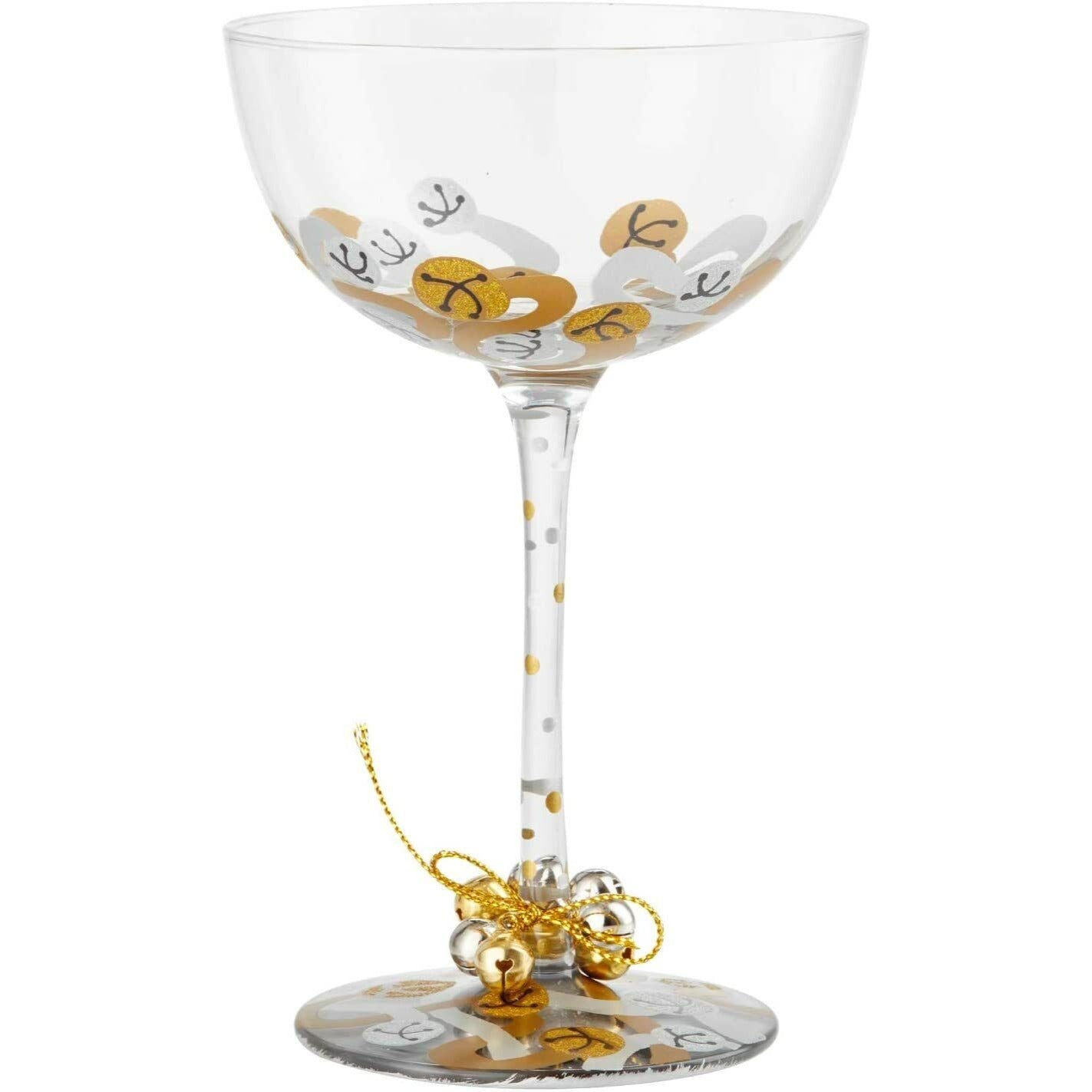 Lolita Wine Glass Love My Wine  Jingle Bells Cocktail Coupe Glass, 9 Ounce