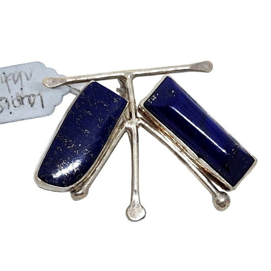 Pendant Purple Lapis Lazuli 925 gr  11.7 Gr  2 side stones 25mm x 10mm Loop 20mm Jerry Fran Harr