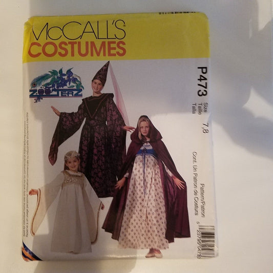 Pattern McCall's # P473 Costume Size  7 8  Costume Dress Cape Hat  Crown