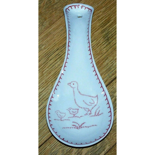 Spoon Rest Chicken Baby Chicks Ceramic Andrea by Sadek 8 1/2" Hanging or Counter